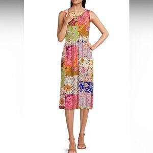 Johnny Was 1X Cosmo Easy Fit Tea Length Dress
